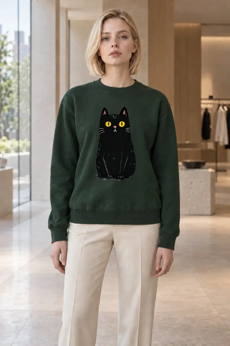 "Upright Black Cat" Heavy Blend Unisex Crewneck Sweatshirt | Gildan 18000