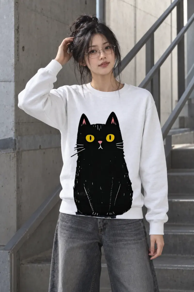 "Upright Black Cat" Heavy Blend Unisex Crewneck Sweatshirt