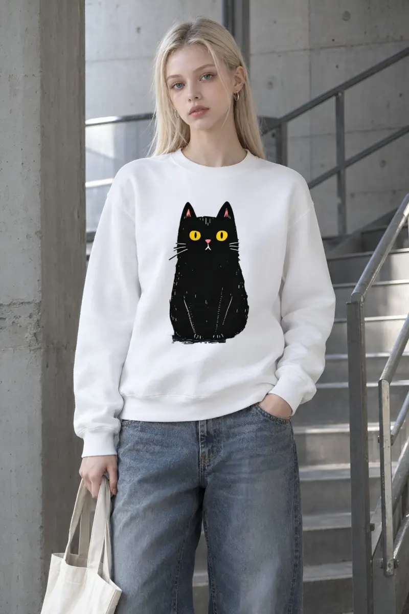 "Upright Black Cat" Heavy Blend Unisex Crewneck Sweatshirt