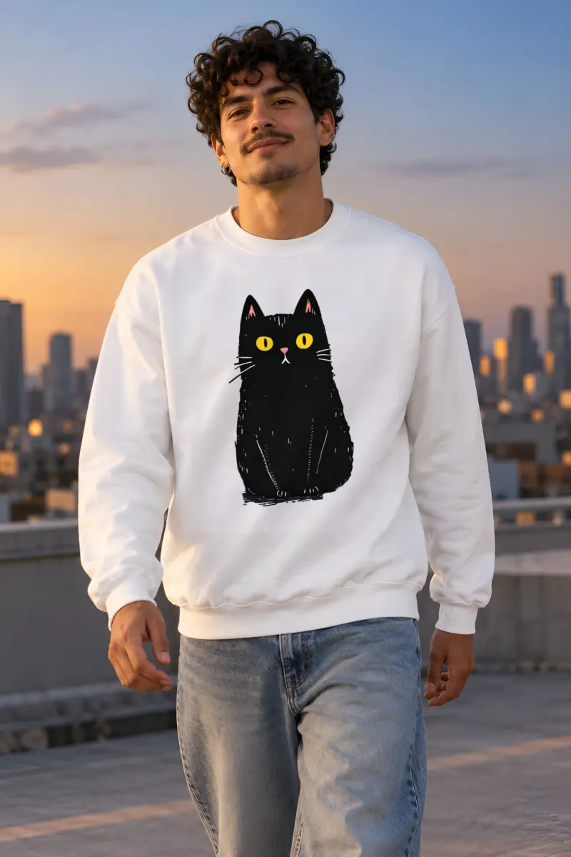 "Upright Black Cat" Heavy Blend Unisex Crewneck Sweatshirt