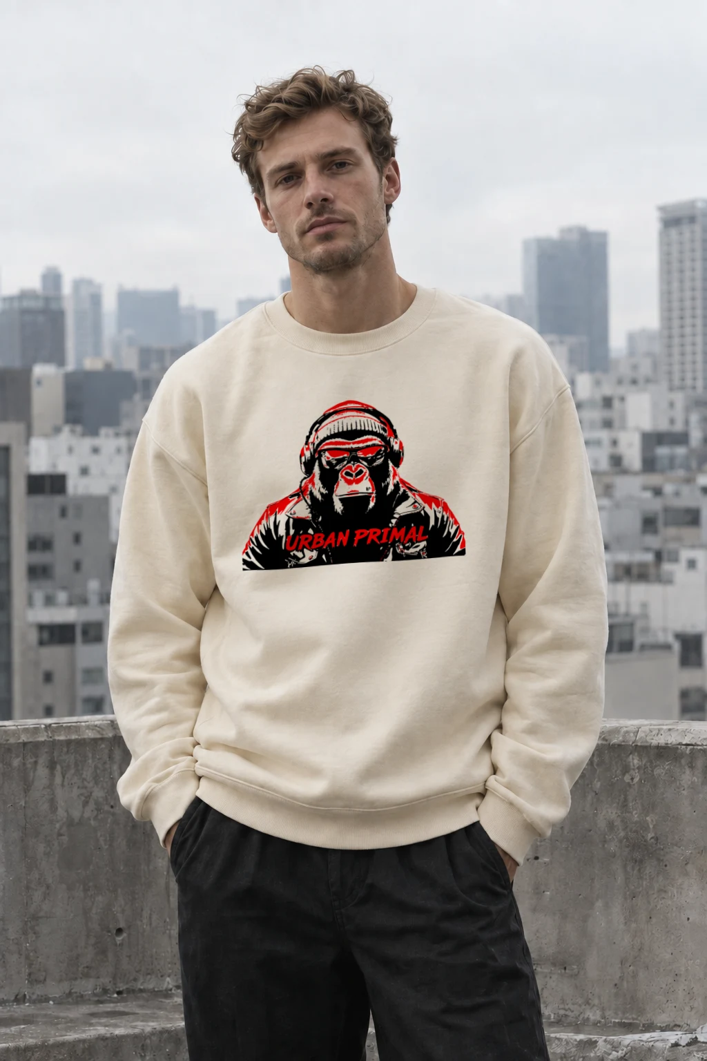 "Urban Primal" Unisex Sponge Fleece Crewneck Sweatshirt | Bella + Canvas 3901
