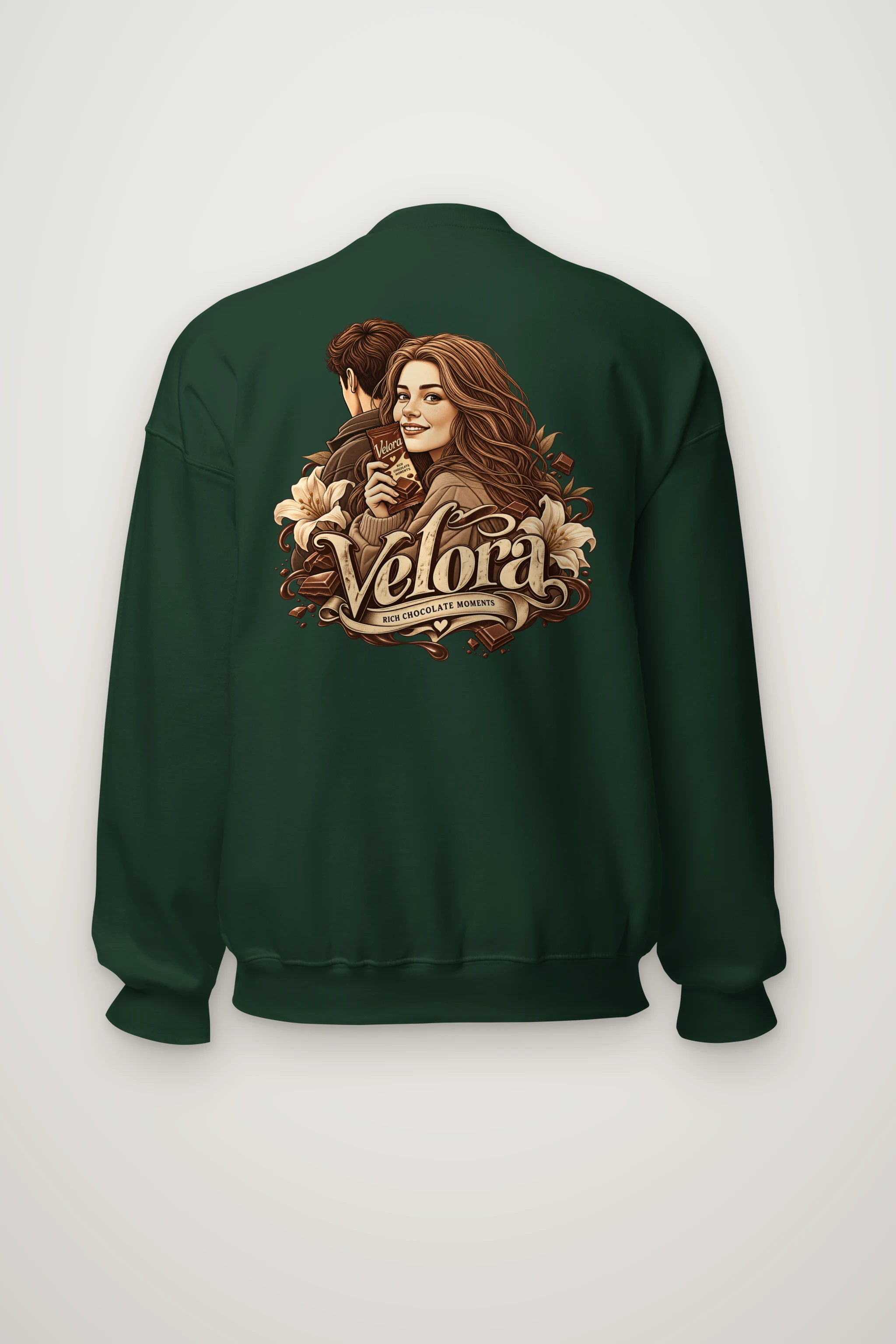 "Velora Chocolate Moments" Heavy Blend Unisex Crewneck Sweatshirt