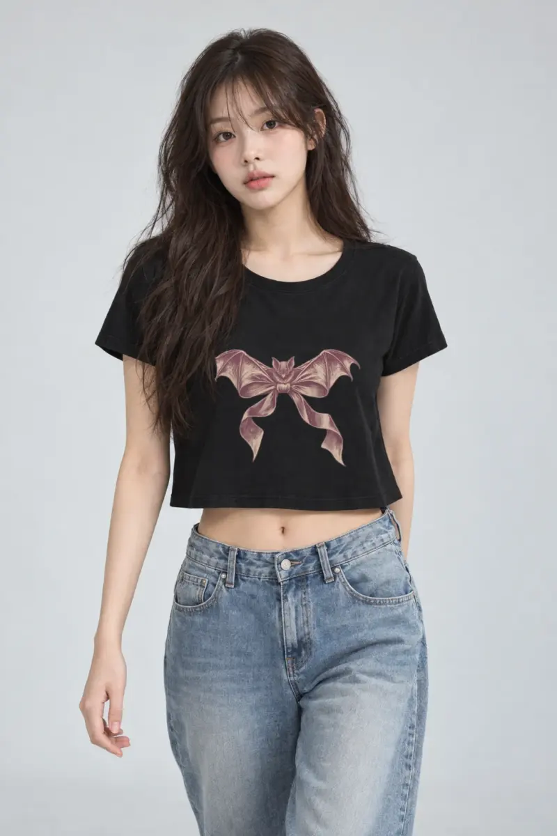 "Velvet Wing Bat" Women's Crop Tee