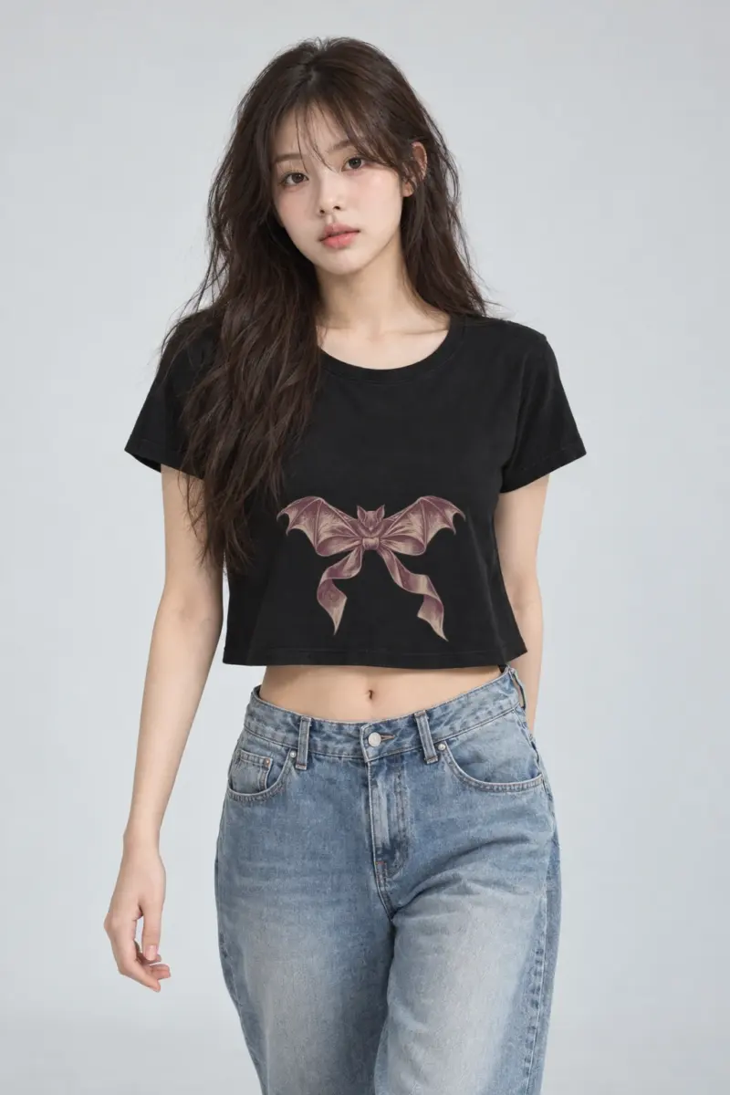 "Velvet Wing Bat" Women's Crop Tee