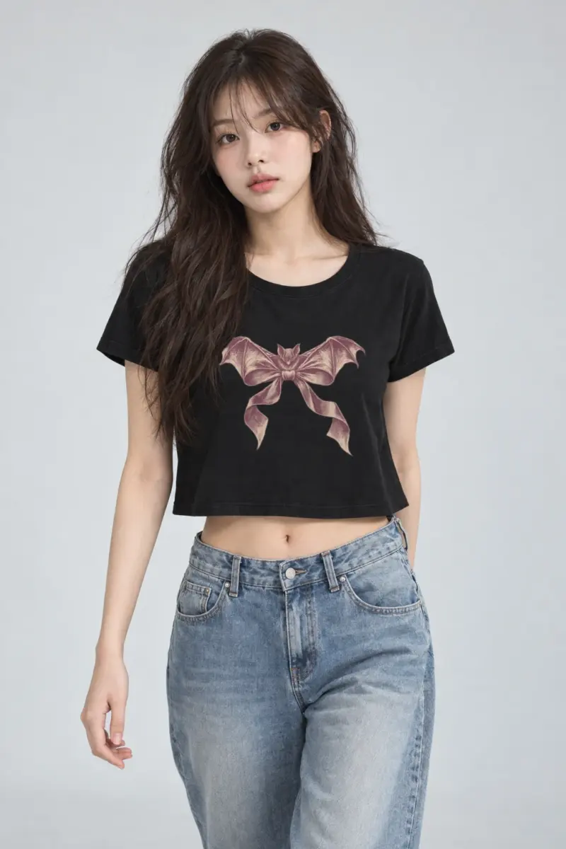 "Velvet Wing Bat" Women's Crop Tee