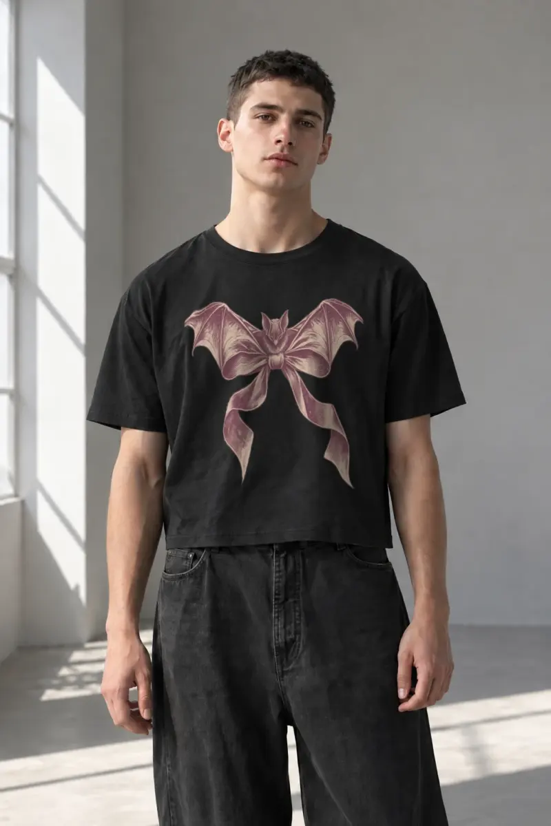 "Velvet Wing Bat" Women's Crop Tee | Bella + Canvas 8882
