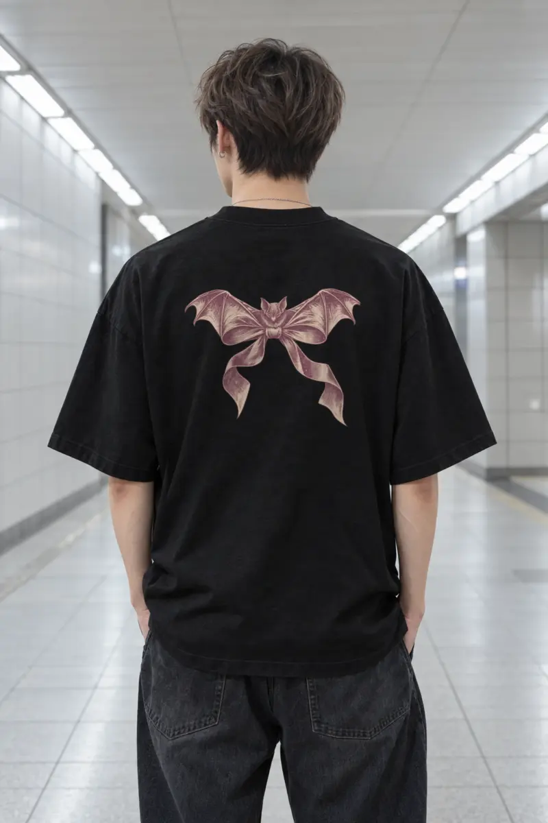 "Velvet Wings" Men's Oversized Heavyweight Crewneck T-Shirt