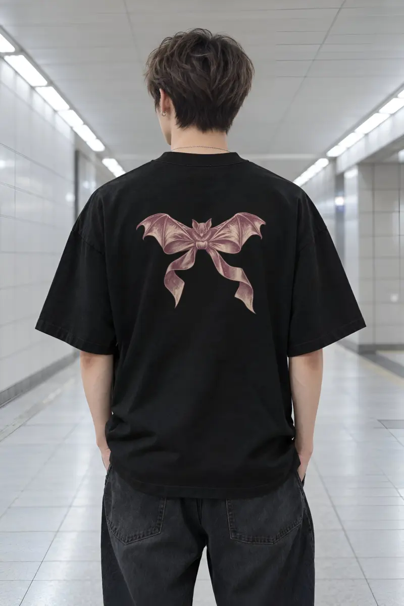"Velvet Wings" Men's Oversized Heavyweight Crewneck T-Shirt