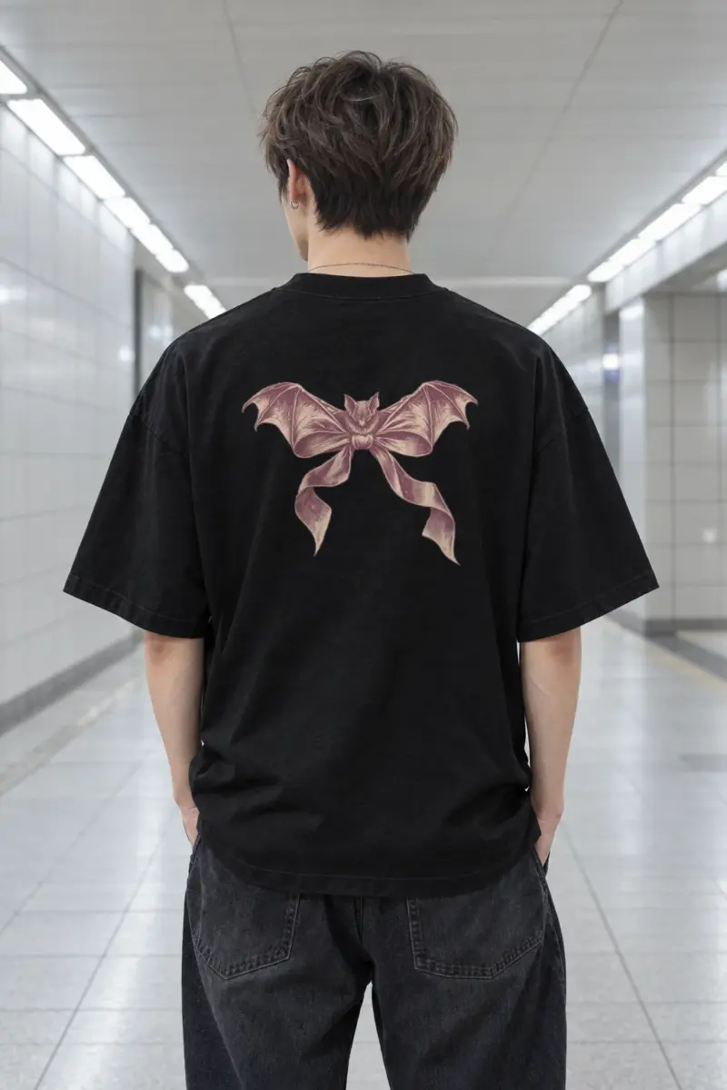 "Velvet Wings" Men's Oversized Heavyweight Crewneck T-Shirt