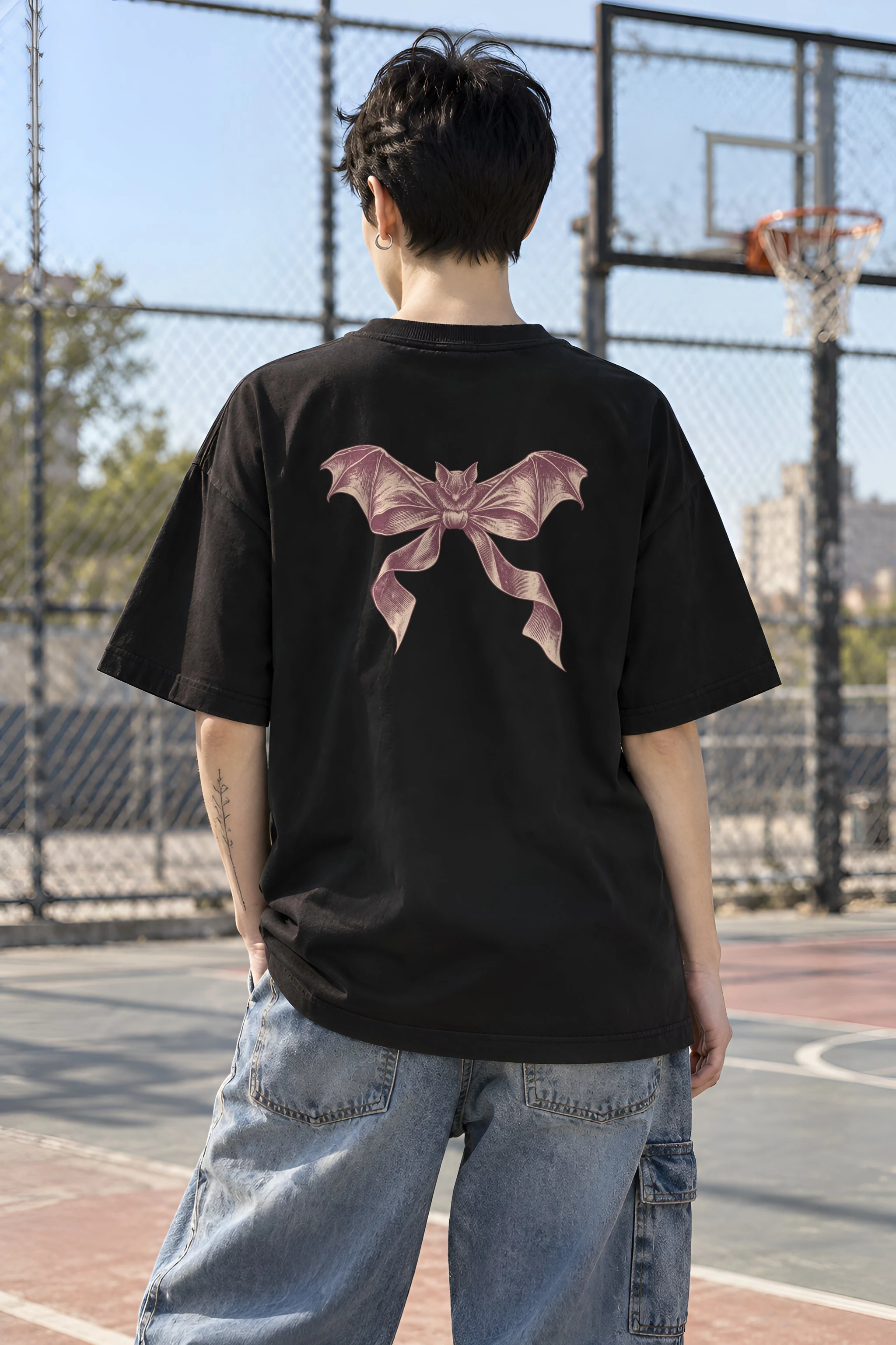 "Velvet Wings" Unisex Oversized Heavyweight Crewneck T-Shirt