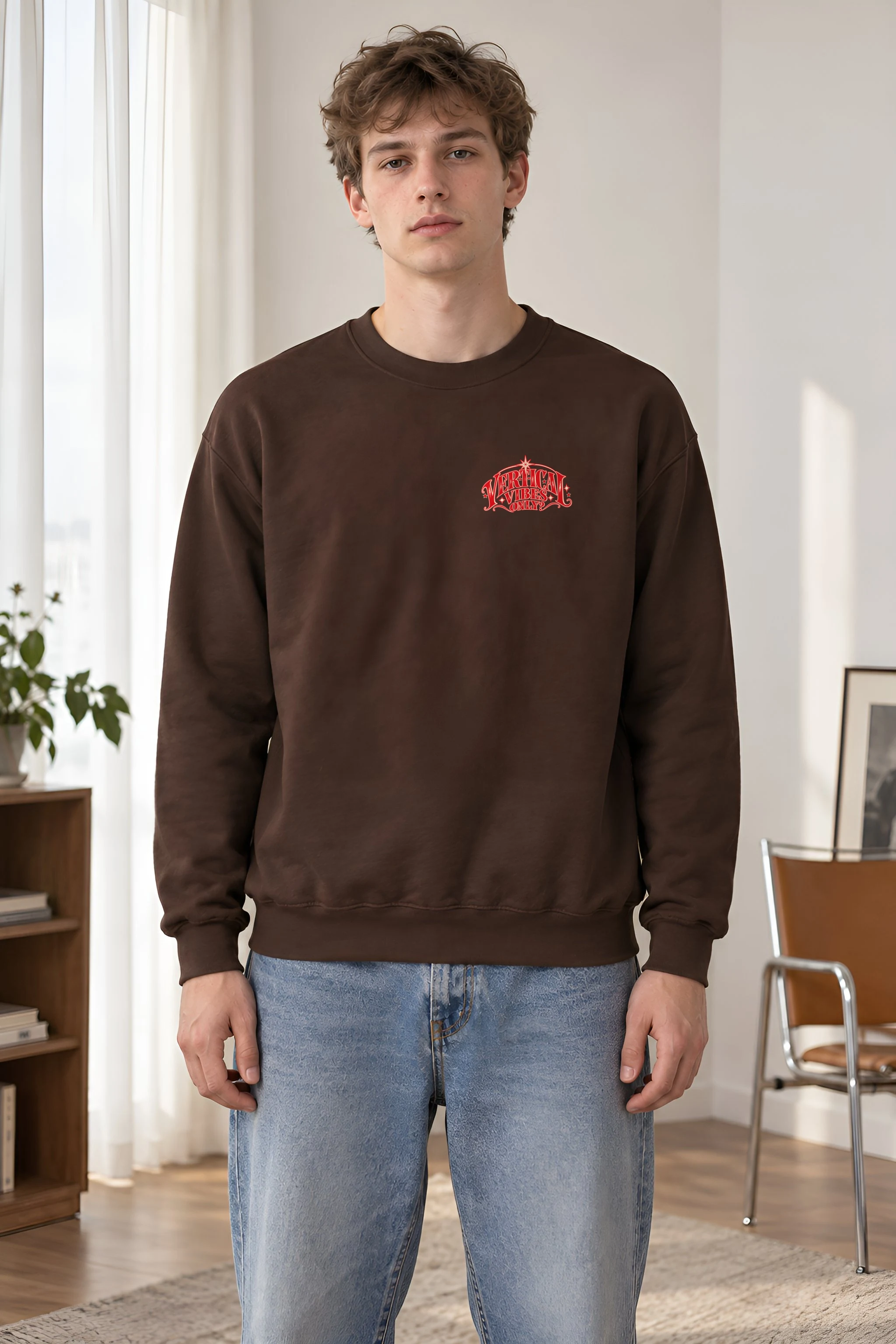 "Vertical Vibes Only" 1 Crewneck Sweatshirt