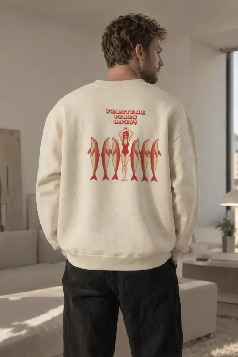 "Vertical Vibes Only?" Unisex Sponge Fleece Crewneck Sweatshirt | Bella + Canvas 3901
