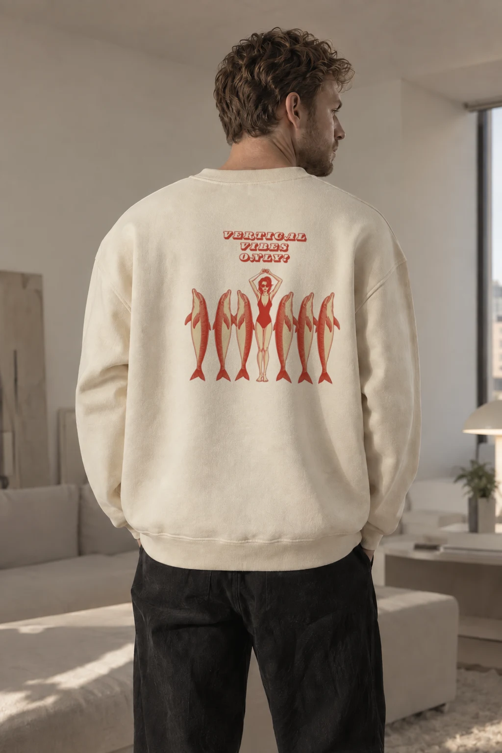 "Vertical Vibes Only?" Unisex Sponge Fleece Crewneck Sweatshirt | Bella + Canvas 3901
