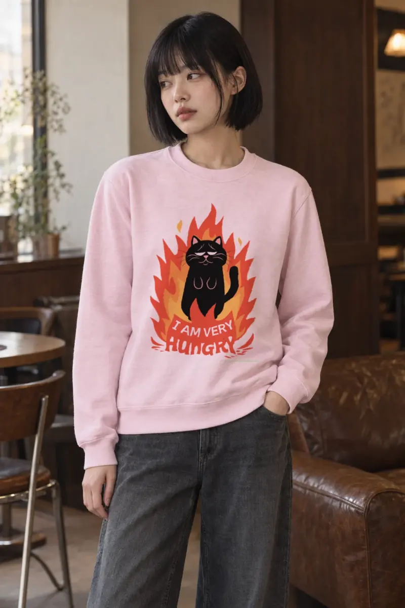 "Very Hungry Cat" Heavy Blend Unisex Crewneck Sweatshirt | Gildan 18000