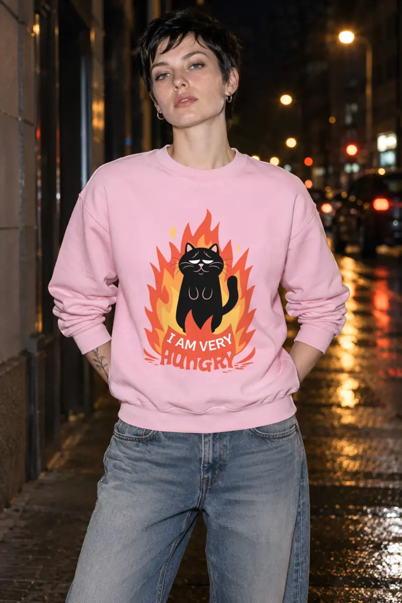 "Very Hungry Cat" Heavy Blend Unisex Crewneck Sweatshirt
