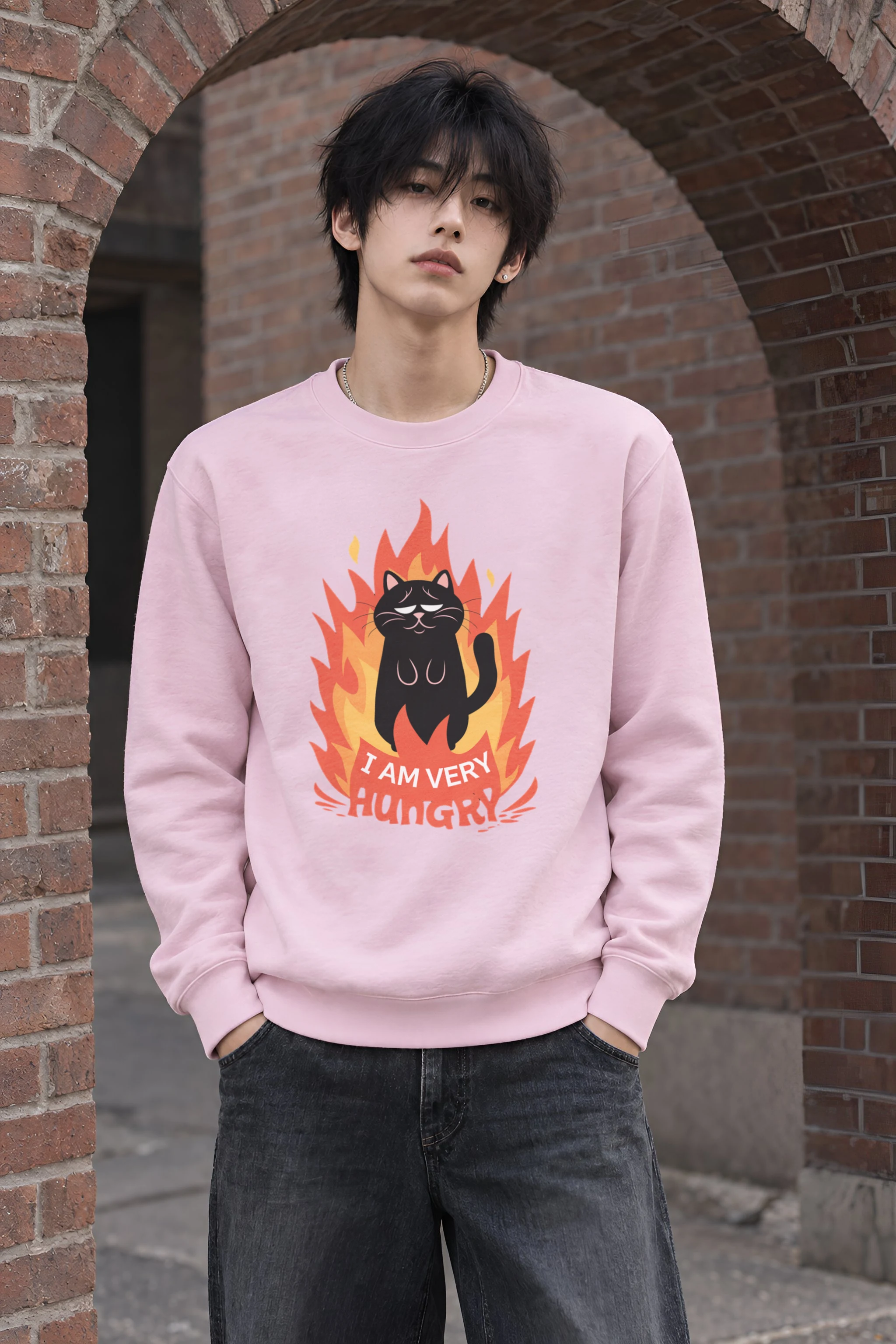 "Very Hungry Cat" Heavy Blend Unisex Crewneck Sweatshirt