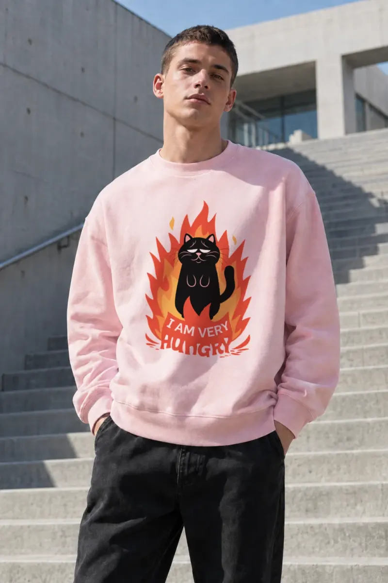 "Very Hungry Cat" Heavy Blend Unisex Crewneck Sweatshirt | Gildan 18000