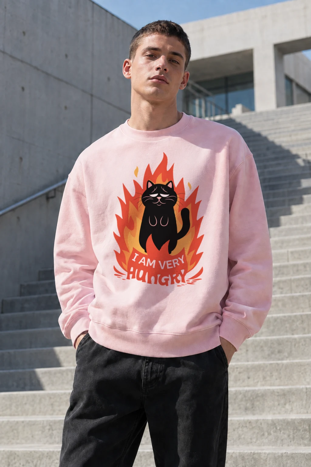 "Very Hungry Cat" Heavy Blend Unisex Crewneck Sweatshirt | Gildan 18000