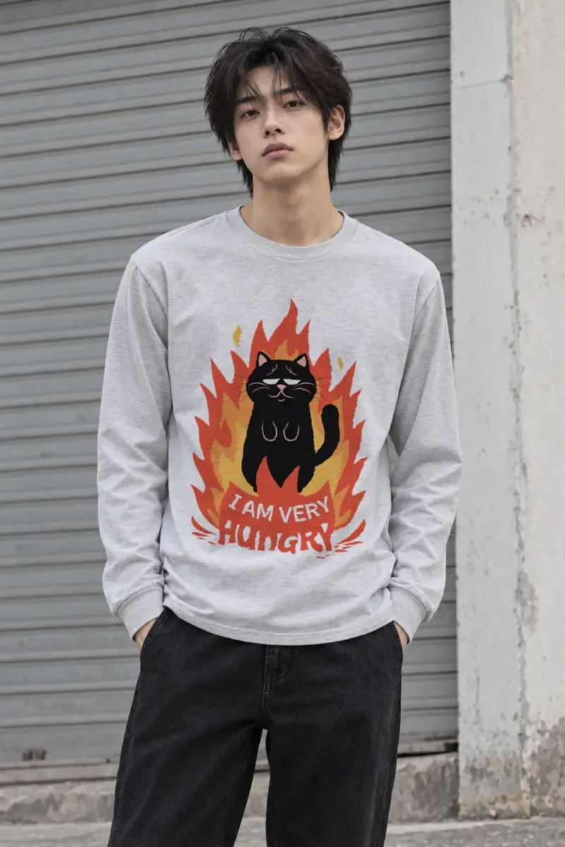 "Very Hungry Cat" Unisex Longsleeve T-shirt | Gildan 2400