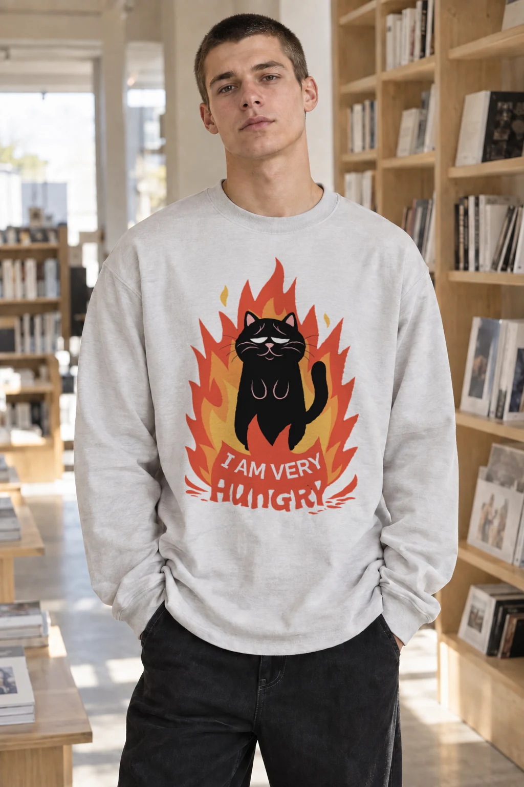 "Very Hungry Cat" Unisex Longsleeve T-shirt | Gildan 2400