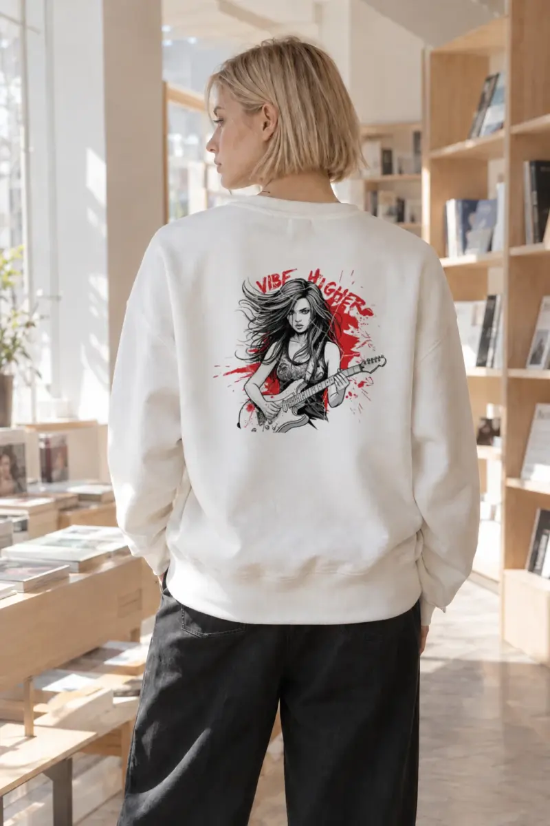 "Vibe Higher Guitar" Heavy Blend Unisex Crewneck Sweatshirt | Gildan 18000