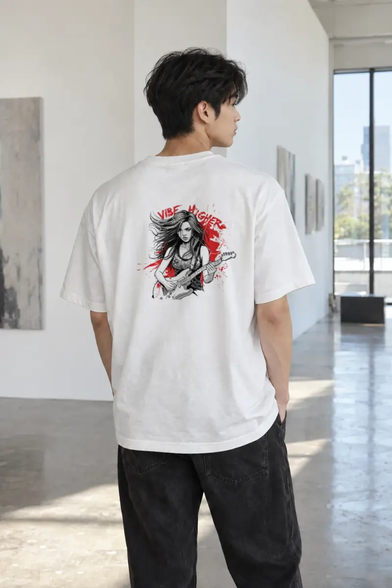 “Vibe Higher Guitar” Heavyweight Unisex Crewneck T-shirt | Gildan 5000