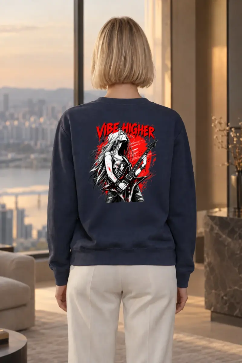 "Vibe Higher Guitarist" Heavy Blend Unisex Crewneck Sweatshirt | Gildan 18000