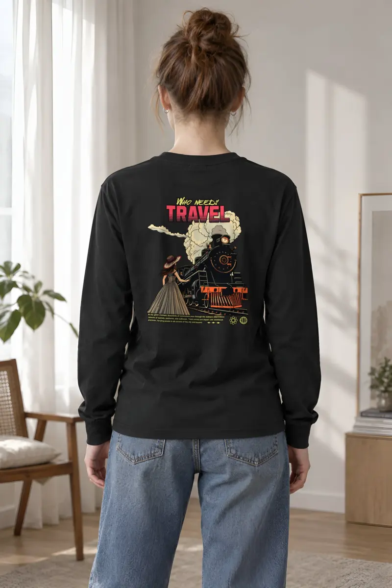"Victorian Locomotive Scene" Unisex Longsleeve T-shirt