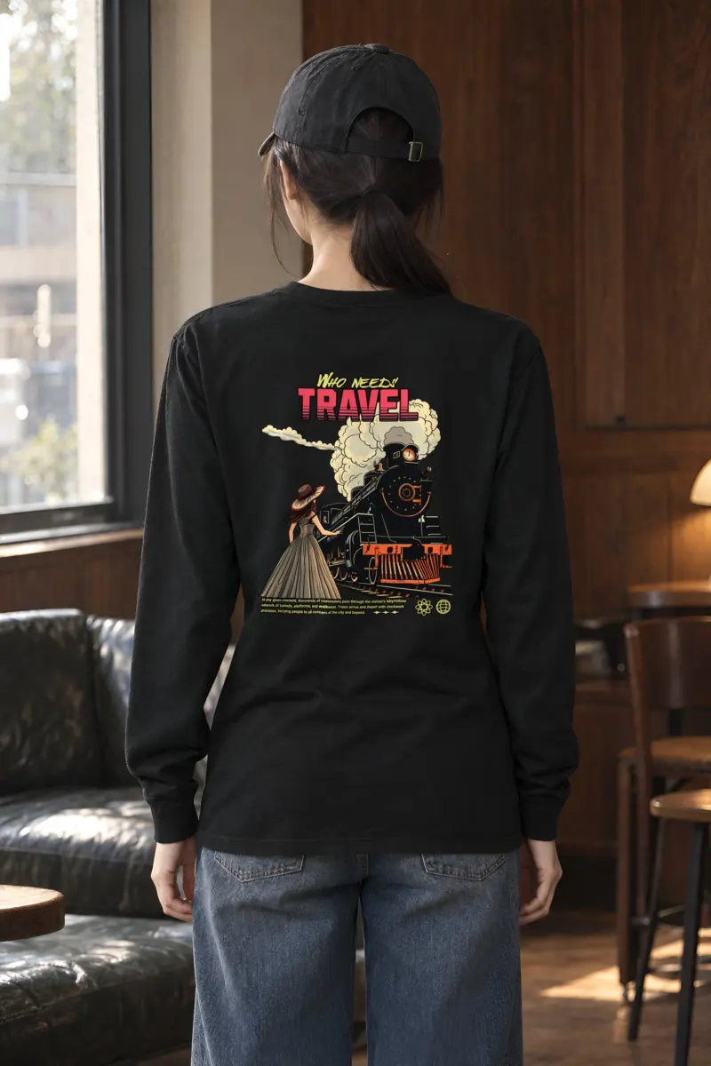 "Victorian Locomotive Scene" Unisex Longsleeve T-shirt