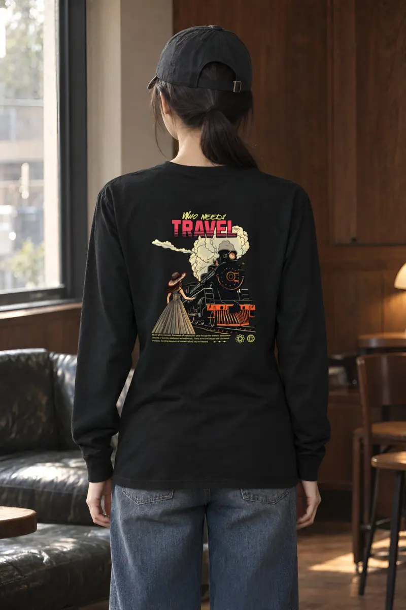 "Victorian Locomotive Scene" Unisex Longsleeve T-shirt
