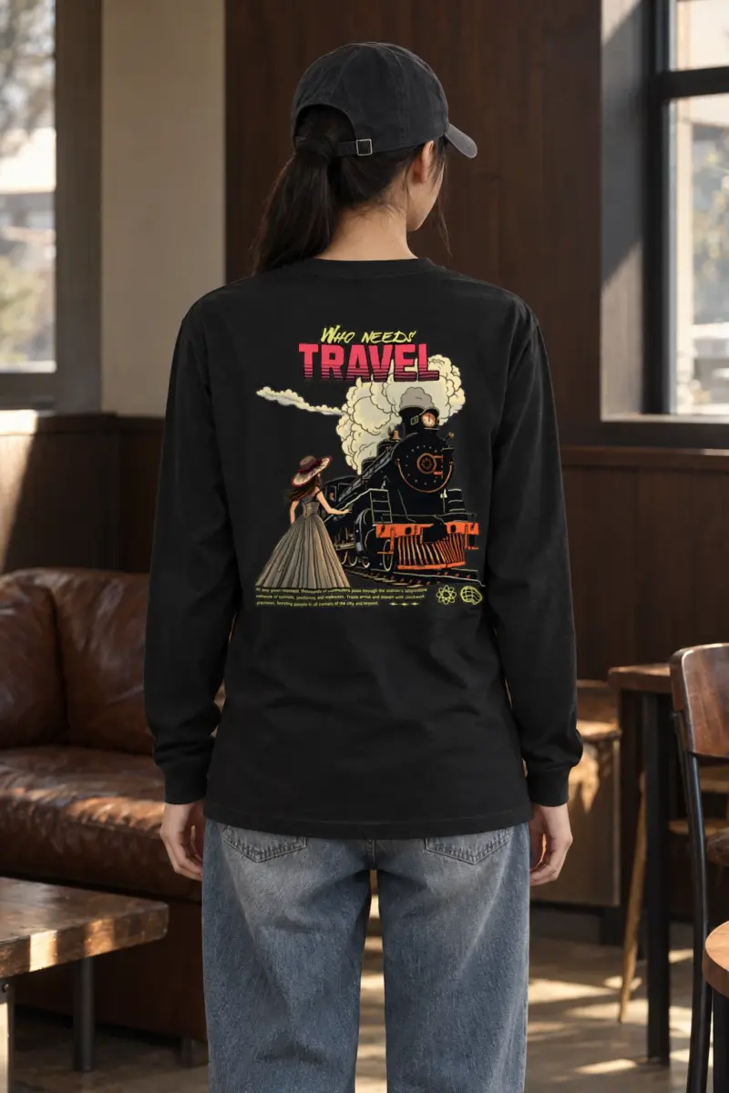 "Victorian Locomotive Scene" Unisex Longsleeve T-shirt