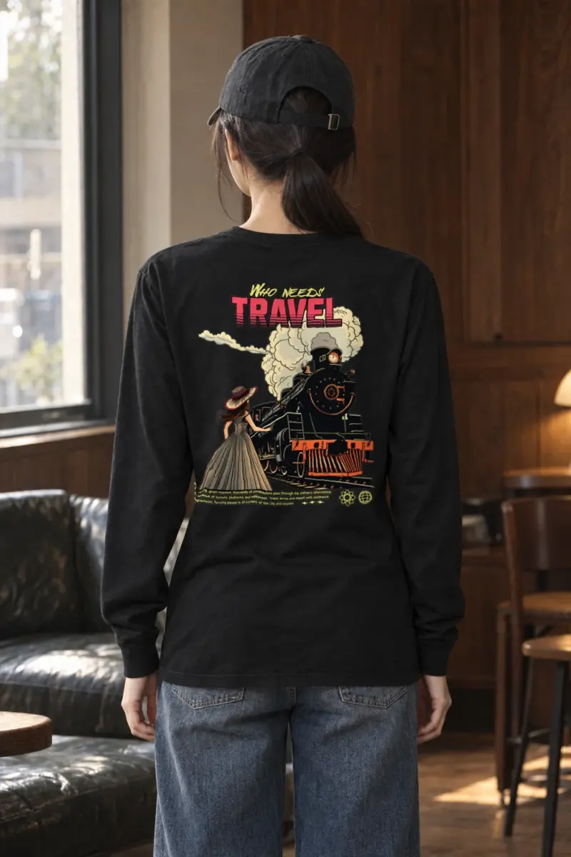 "Victorian Locomotive Scene" Unisex Longsleeve T-shirt