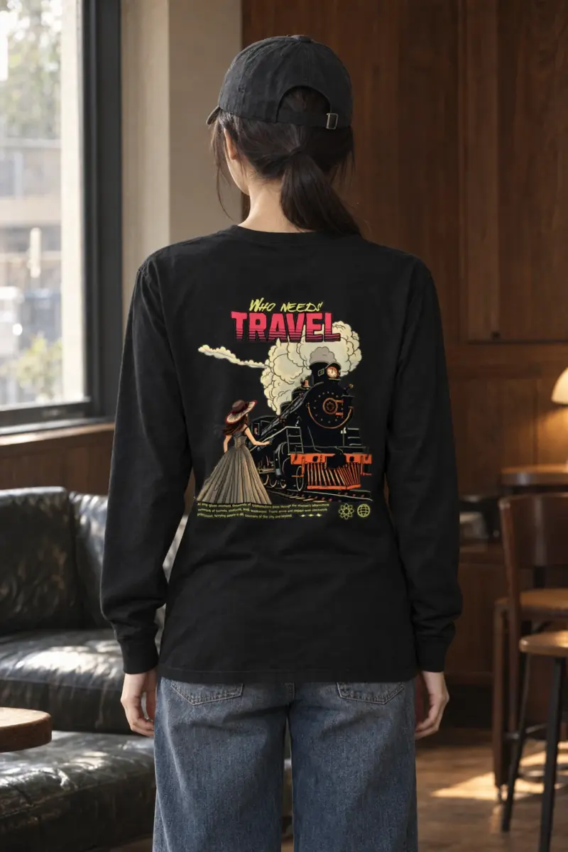 "Victorian Locomotive Scene" Unisex Longsleeve T-shirt