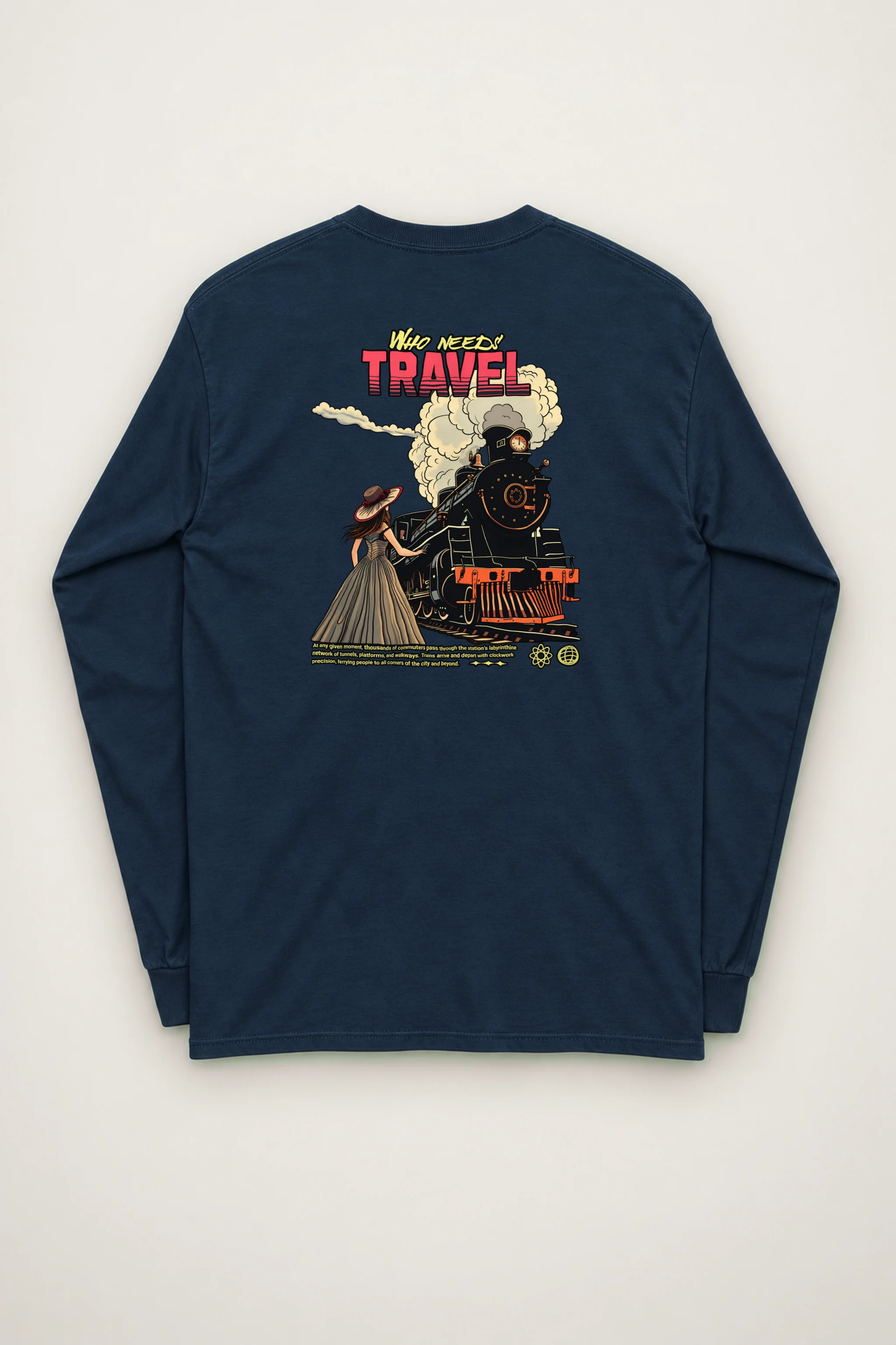 "Victorian Locomotive Scene" Unisex Longsleeve T-shirt
