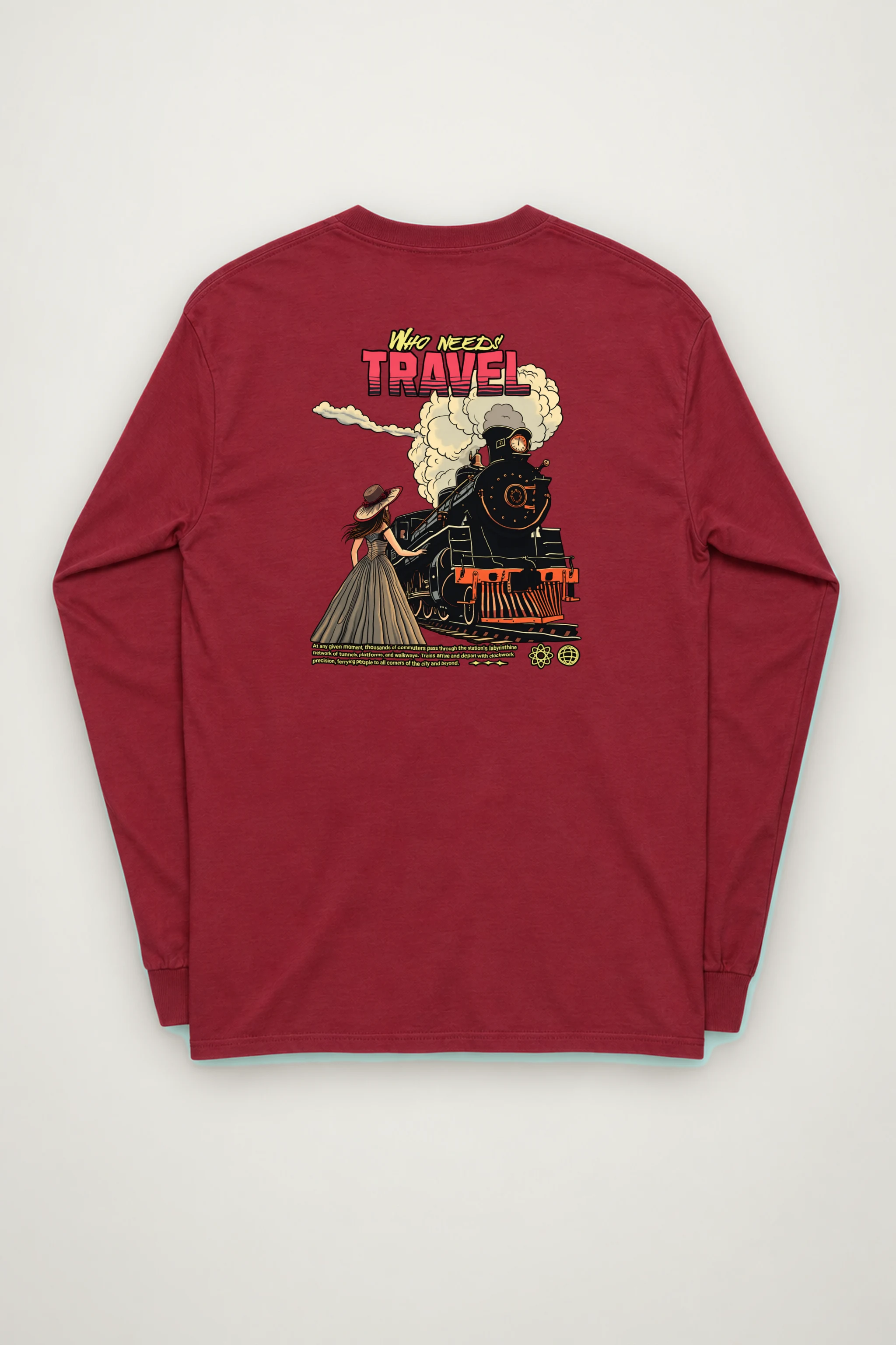 "Victorian Locomotive Scene" Unisex Longsleeve T-shirt