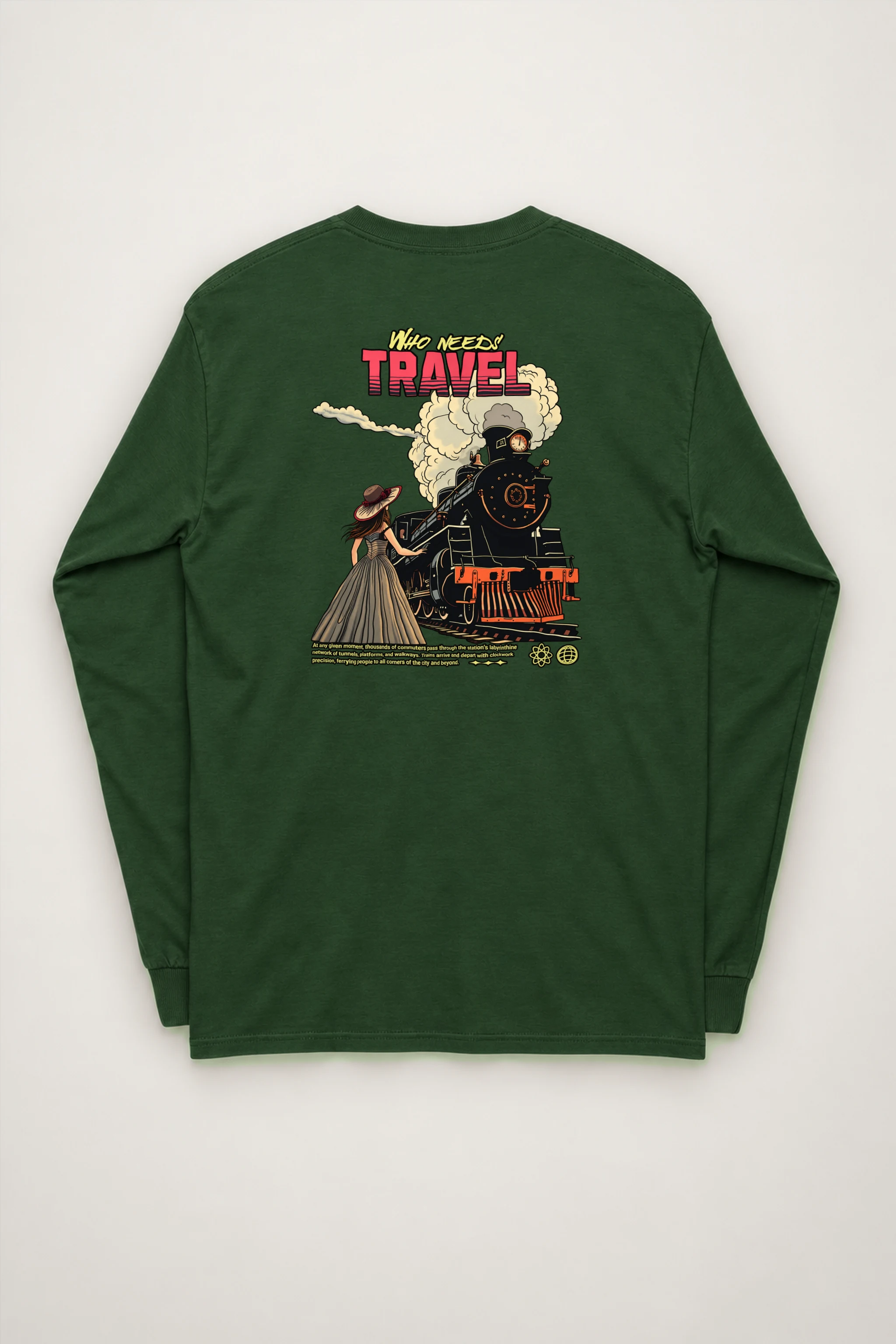 "Victorian Locomotive Scene" Unisex Longsleeve T-shirt