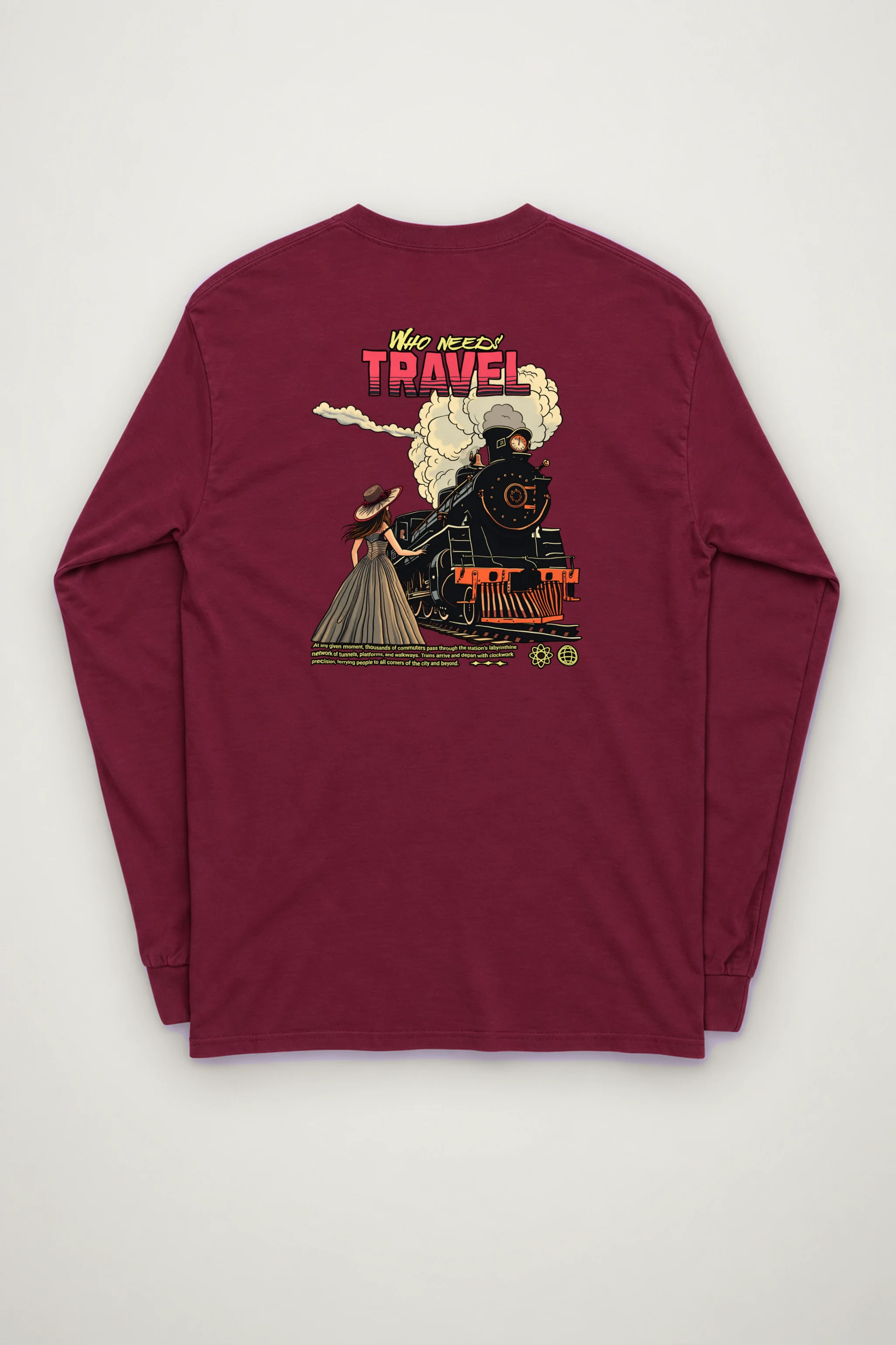 "Victorian Locomotive Scene" Unisex Longsleeve T-shirt