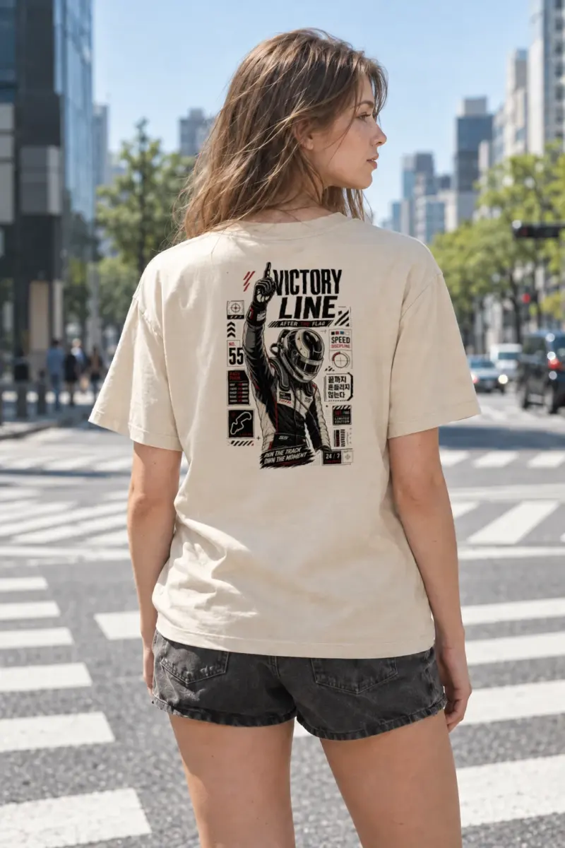 "Victory Line" Heavyweight Unisex Crewneck T-shirt | Gildan 5000