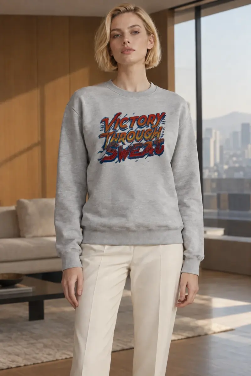 "Victory Through Sweat" Heavy Blend Unisex Crewneck Sweatshirt | Gildan 18000