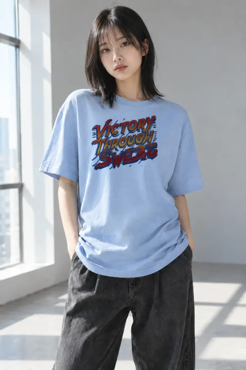 "Victory Through Sweat" Heavyweight Unisex Crewneck T-shirt | Gildan 5000