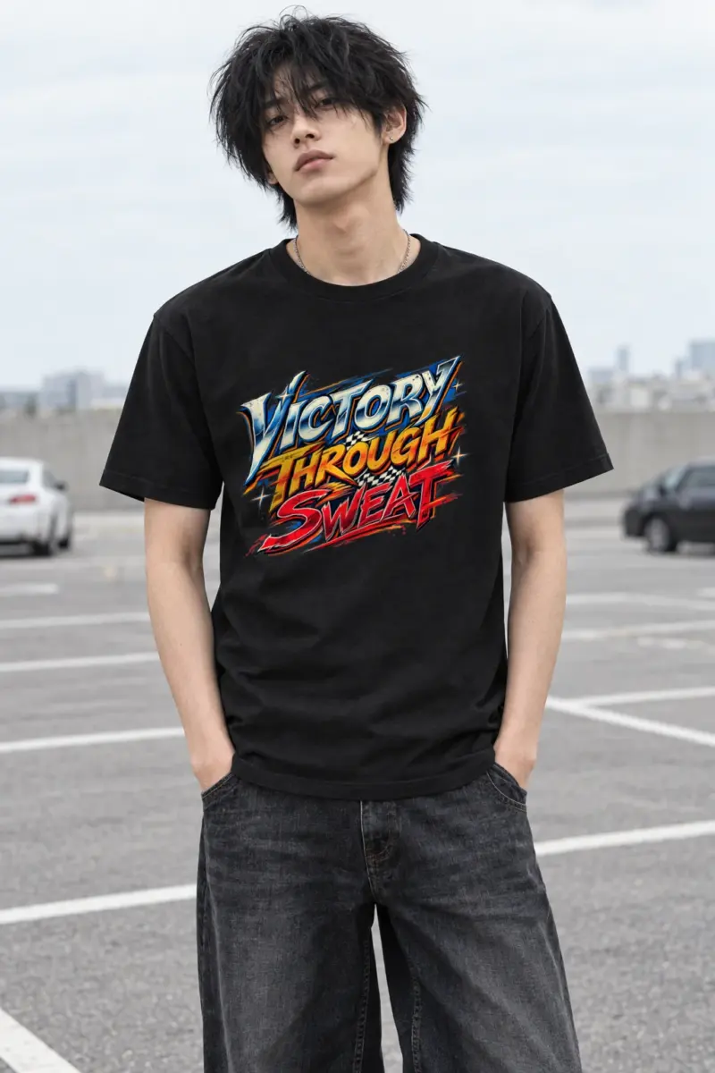 "Stacked Speed Lettering" Heavyweight Unisex Crewneck T-shirt