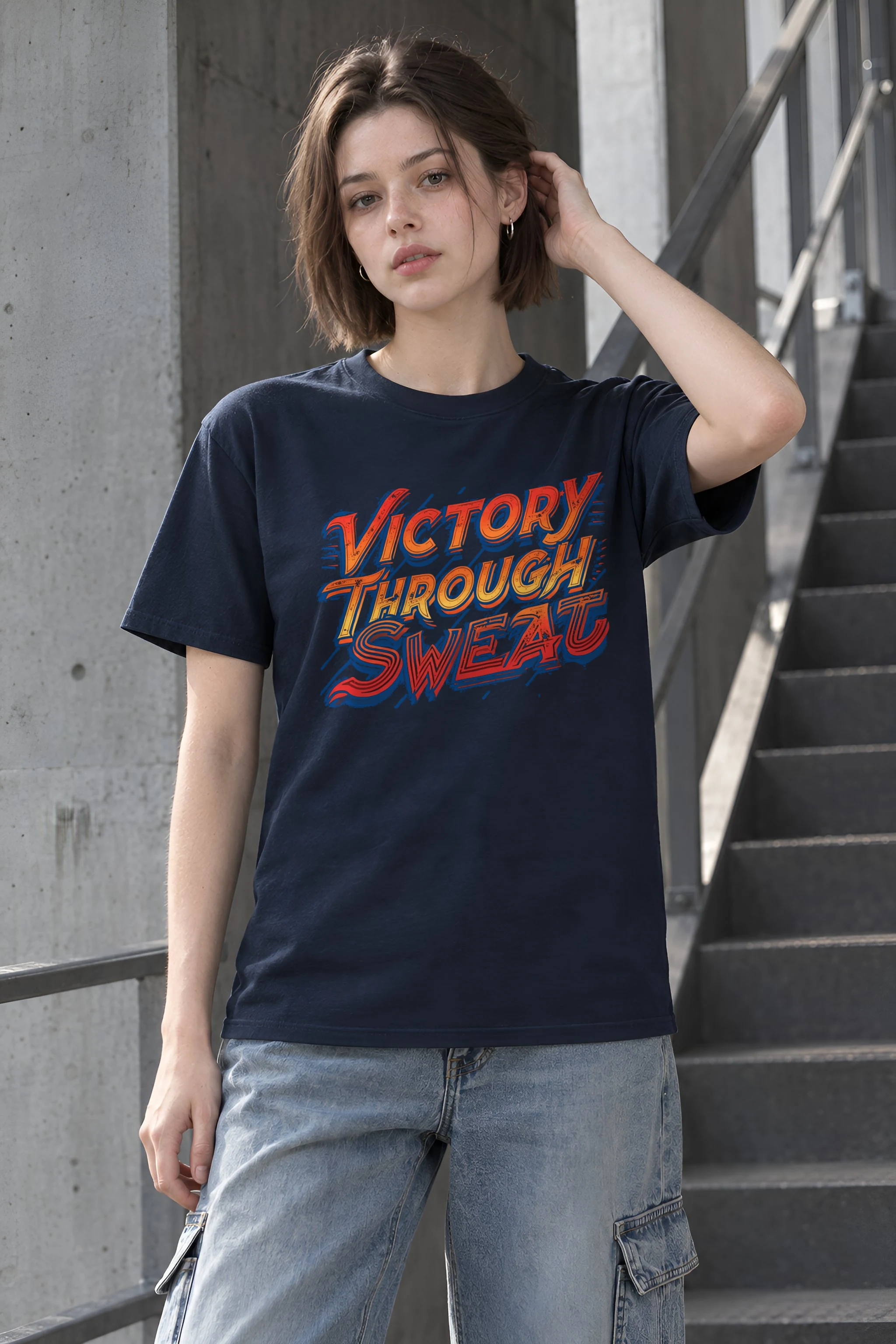 "Stacked Speed Lettering" Heavyweight Unisex Crewneck T-shirt