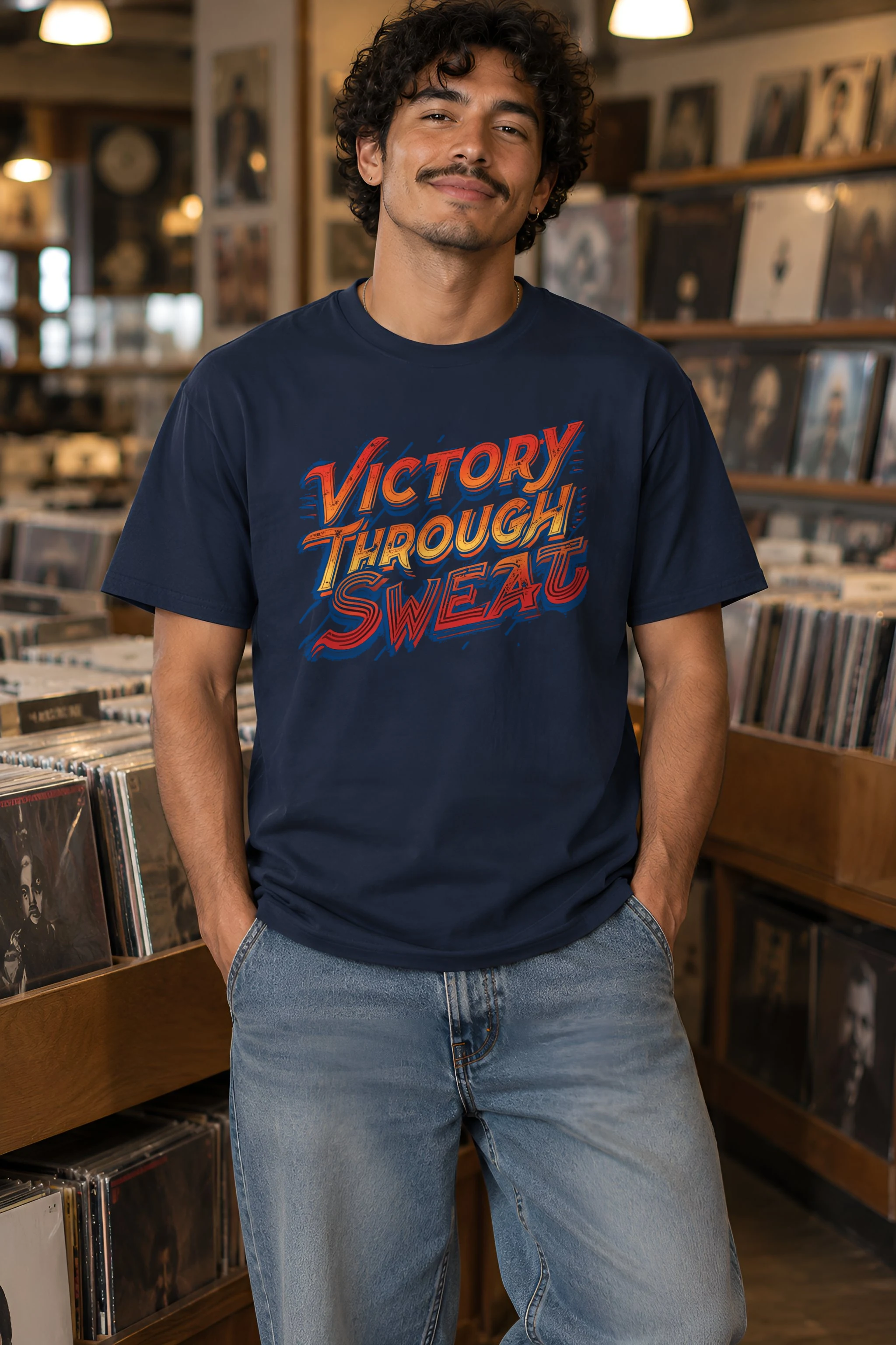 "Stacked Speed Lettering" Heavyweight Unisex Crewneck T-shirt