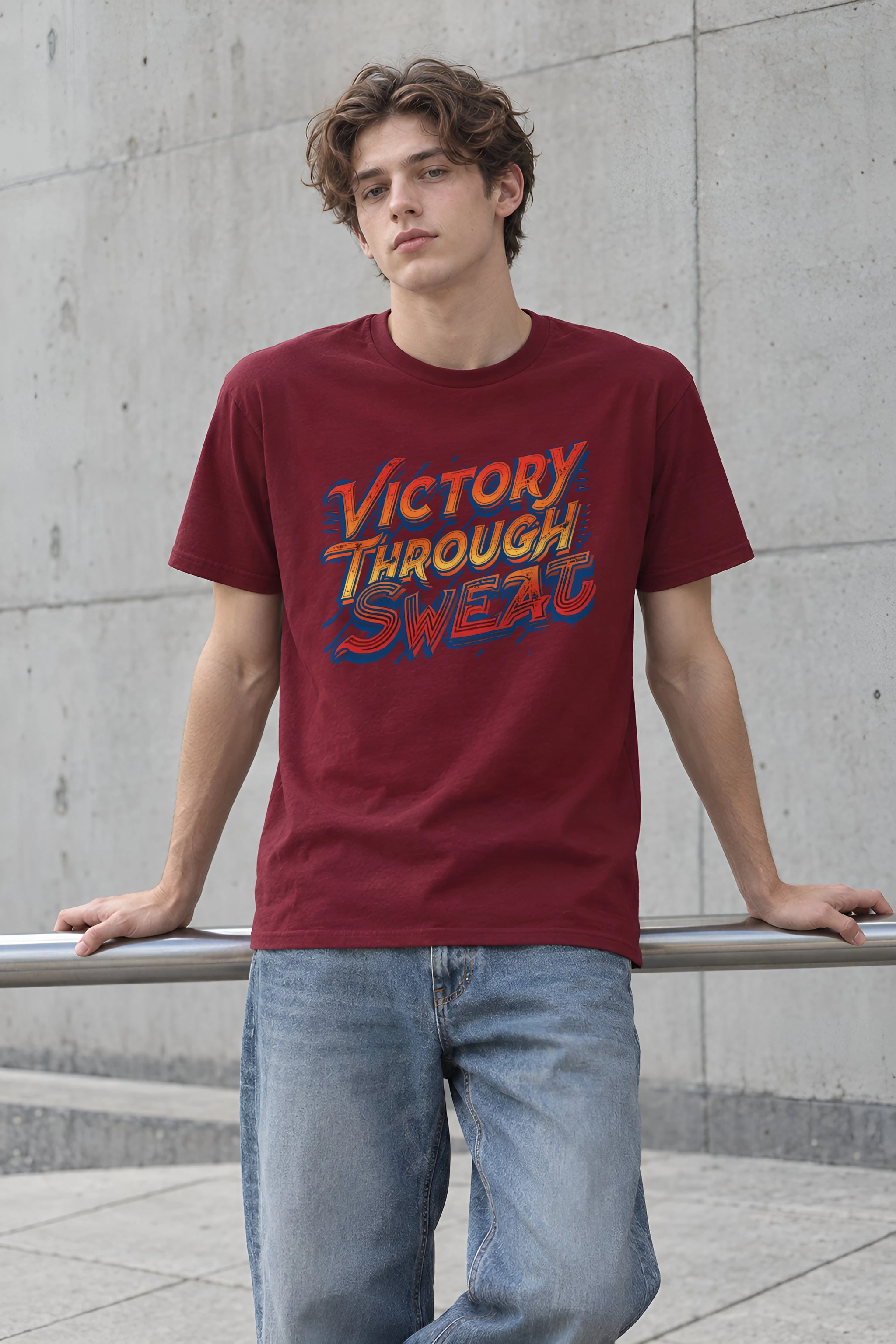 "Stacked Speed Lettering" Heavyweight Unisex Crewneck T-shirt