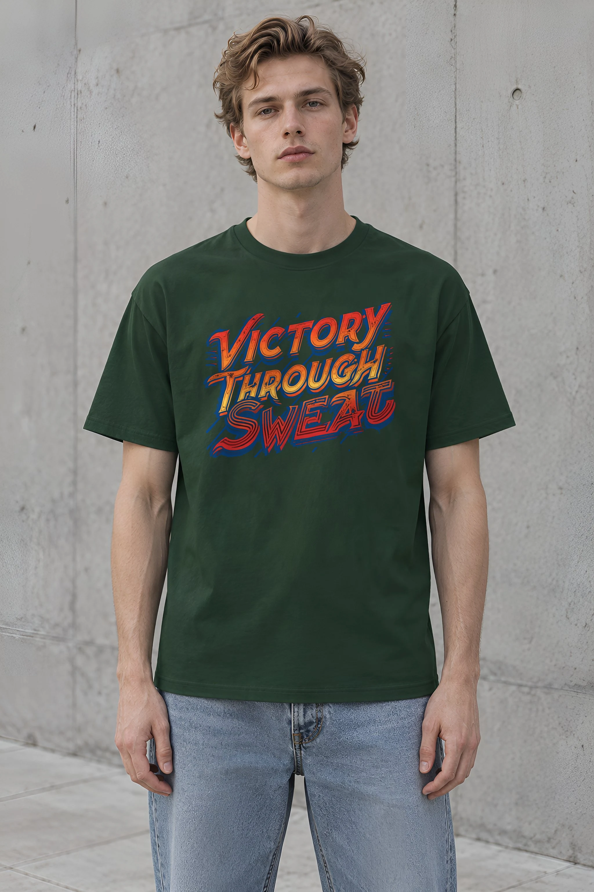 "Stacked Speed Lettering" Heavyweight Unisex Crewneck T-shirt