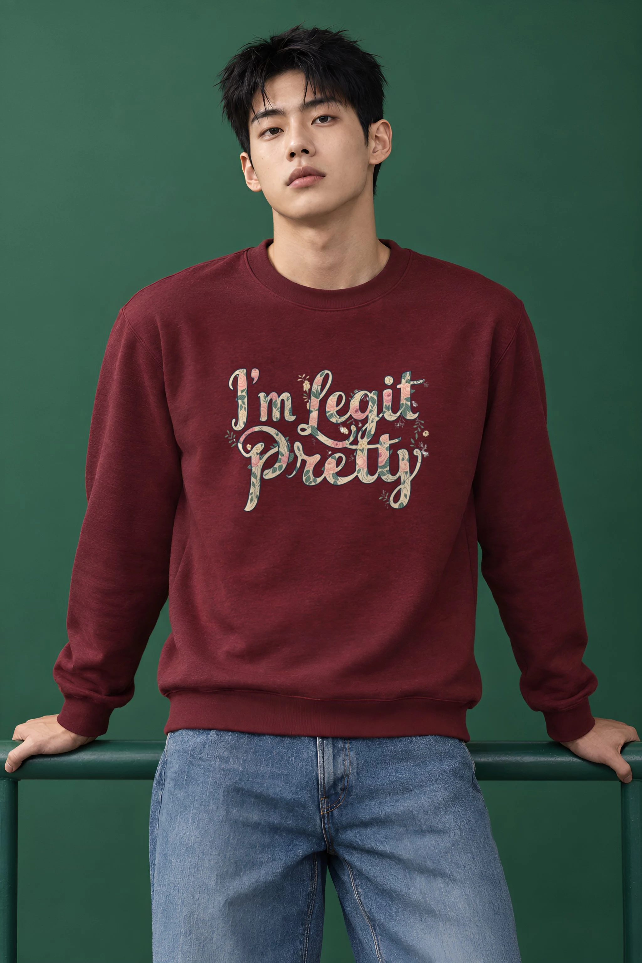 "Vintage Floral Lettering" Heavy Blend Unisex Crewneck Sweatshirt