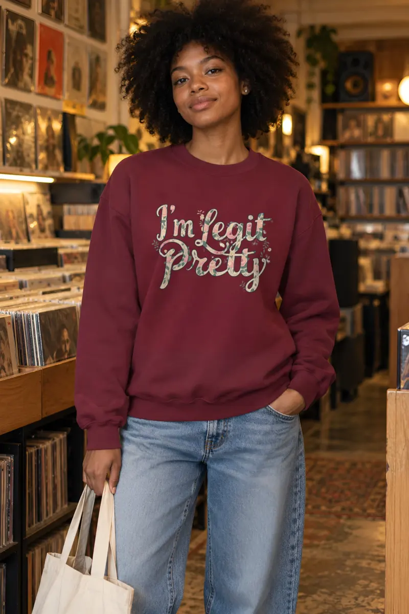"Vintage Floral Lettering" Heavy Blend Unisex Crewneck Sweatshirt