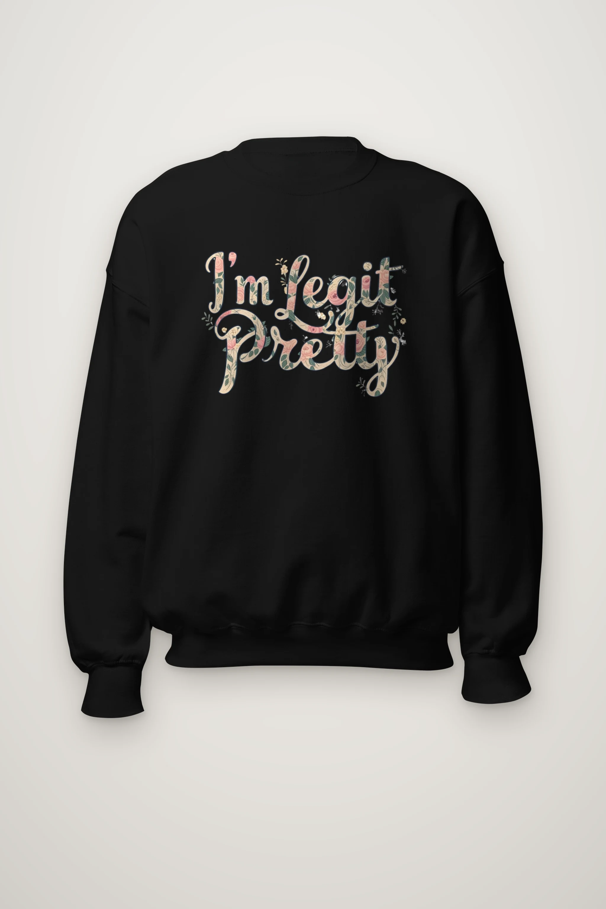 "Vintage Floral Lettering" Heavy Blend Unisex Crewneck Sweatshirt