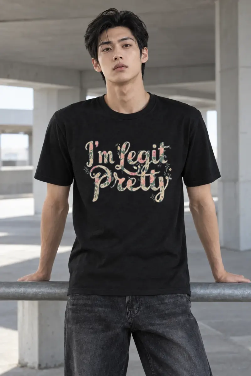 "Vintage Floral Lettering" Heavyweight Unisex Crewneck T-shirt