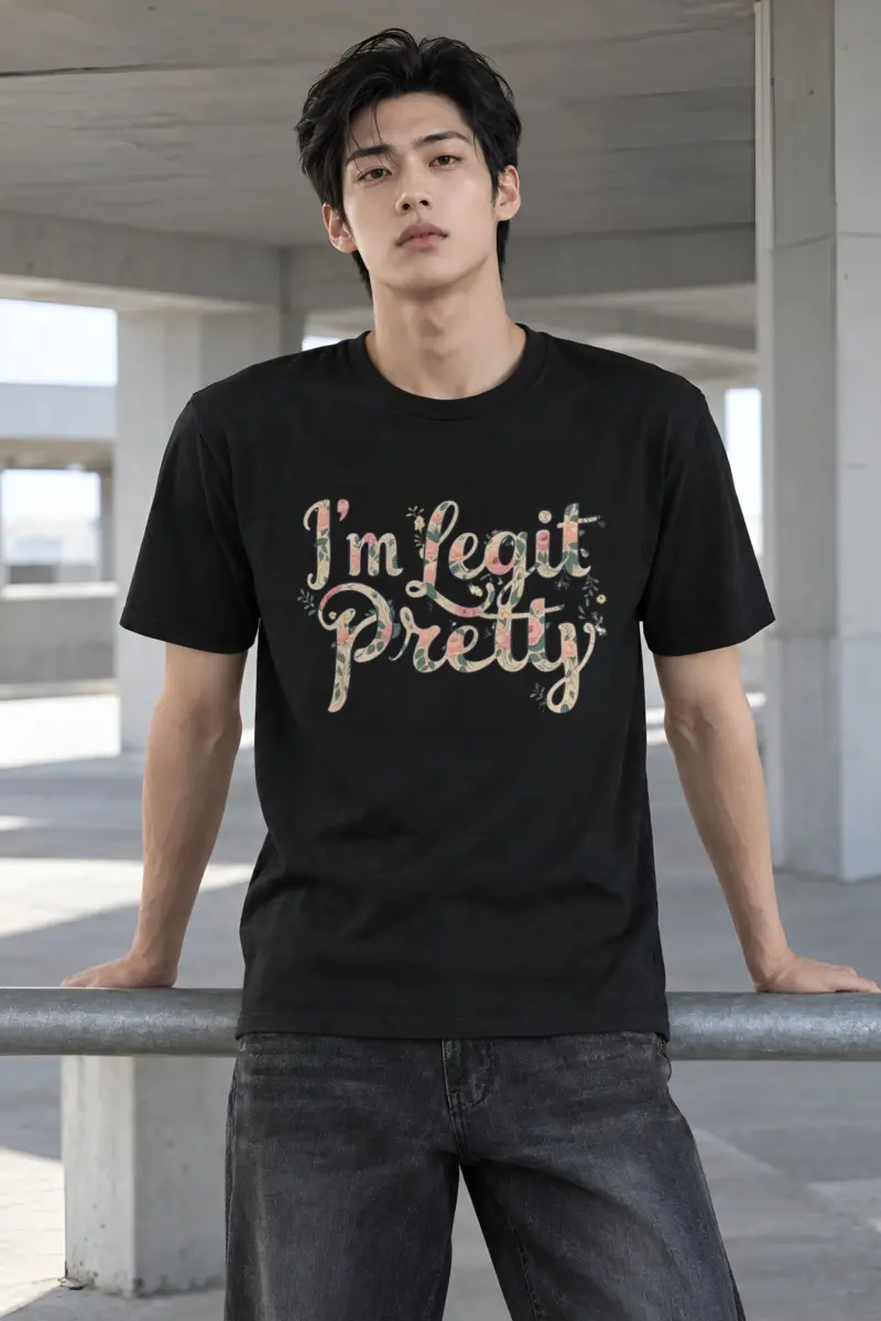 "Vintage Floral Lettering" Heavyweight Unisex Crewneck T-shirt